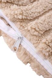 Living and Home 3D Wave Textured Plush Throw Pillow Cover in Light Brown - thumbnail 6