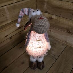 Samuel Alexander 50cm Battery Operated Light up Standing Christmas Reindeer in Pink & Grey Hat with LEDs - thumbnail 3