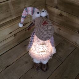 Samuel Alexander 50cm Battery Operated Light up Standing Christmas Reindeer in Pink & Grey Hat with LEDs - thumbnail 5
