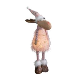 Samuel Alexander 50cm Battery Operated Light up Standing Christmas Reindeer in Pink & Grey Hat with LEDs - thumbnail 9