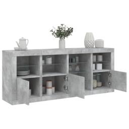 Berkfield Home Sideboard with LED Lights Concrete Grey 164x37x67 cm - Size: 164 x 37 x 67 cm - thumbnail 2