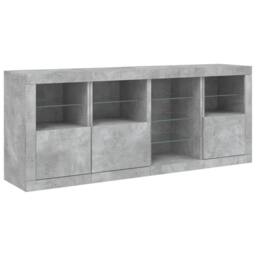 Berkfield Home Sideboard with LED Lights Concrete Grey 164x37x67 cm - Size: 164 x 37 x 67 cm - thumbnail 5