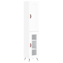 Berkfield Home Highboard White 34.5x34x180 cm Engineered Wood - thumbnail 3