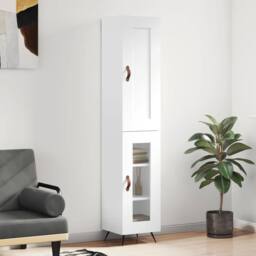 Berkfield Home Highboard White 34.5x34x180 cm Engineered Wood - thumbnail 2