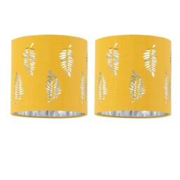 First Choice Lighting Set of 2 Fern - Ochre Cut Out 15.5cm Table Lamp Shades in Yellow