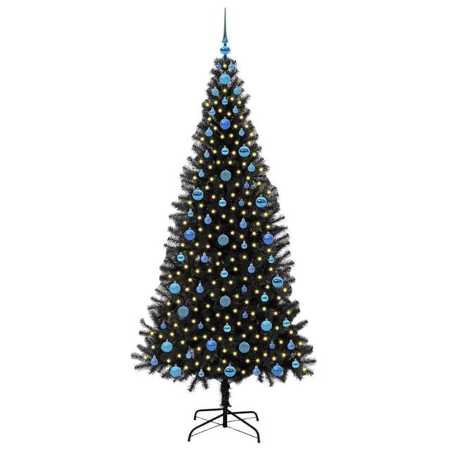 Berkfield Home Lush Christmas Tree with 300 LEDs with Stand Black 210 cm PVC - image 1