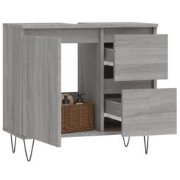 Berkfield Home Bathroom Cabinet Grey Sonoma 65x33x60 cm Engineered Wood - Size: 65 x 33 x 60 cm - thumbnail 3