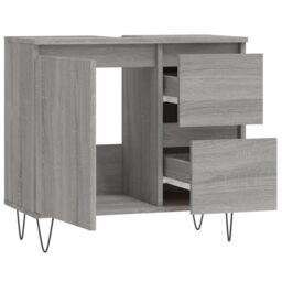Berkfield Home Bathroom Cabinet Grey Sonoma 65x33x60 cm Engineered Wood - Size: 65 x 33 x 60 cm - thumbnail 4