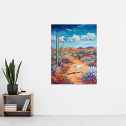"Artery8 White Labrador in Blooming Cacti Oasis Dog Lover Wall Art Print - Size: W24"" x H32""" - thumbnail 4