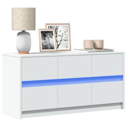 Berkfield Home TV Cabinet with LED White 100x34x50 cm Engineered Wood - Size: 100 x 34 x 50 cm - thumbnail 2
