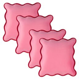 OHS 4 Pack Matte Velvet Scallop Edge Cushion Covers Home Decor Set in Pink - Size: 45 cm x 45 cm
