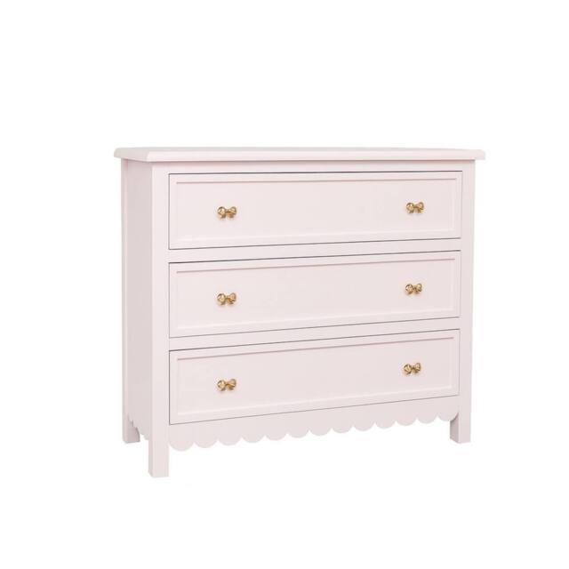 Melody Maison Large Scalloped 3 Drawer Chest Of Drawers - Staunton Pink Range in Baby Pink - image 1