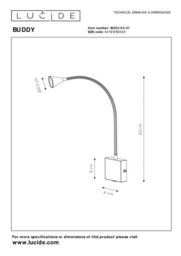 Lucide 'BUDDY' Modern Non Dimmable Wall Mountable Stylish Bedside LED Lamp in White - thumbnail 6