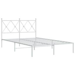 Berkfield Home Metal Bed Frame without Mattress with Headboard White 120x200cm - Size: Small Double - thumbnail 1