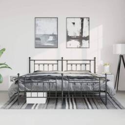 Berkfield Home Metal Bed Frame with Headboard & Footboard Black 183x213 cm - thumbnail 4