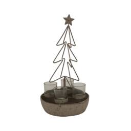 Lemon Pavilion Furniture and Decor Rustic Outline Tree and Star with Four Glass Votives - L19xW19xH37 cm in Bronze - thumbnail 2