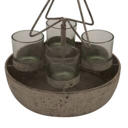 Lemon Pavilion Furniture and Decor Rustic Outline Tree and Star with Four Glass Votives - L19xW19xH37 cm in Bronze - thumbnail 3