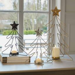 Lemon Pavilion Furniture and Decor Rustic Outline Tree and Star with Four Glass Votives - L19xW19xH37 cm in Bronze - thumbnail 4