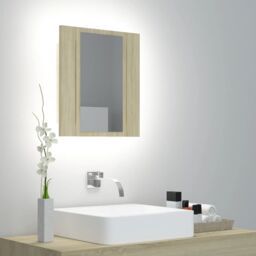 Berkfield Home LED Bathroom Mirror Cabinet Sonoma Oak 40x12x45 cm in Brown - Size: 40 x 12 x 45 cm