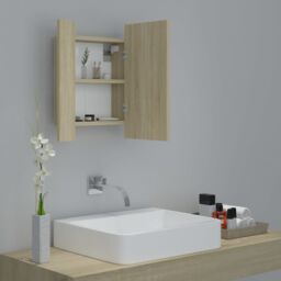 Berkfield Home LED Bathroom Mirror Cabinet Sonoma Oak 40x12x45 cm in Brown - Size: 40 x 12 x 45 cm - thumbnail 6