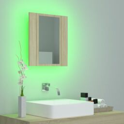 Berkfield Home LED Bathroom Mirror Cabinet Sonoma Oak 40x12x45 cm in Brown - Size: 40 x 12 x 45 cm - thumbnail 5