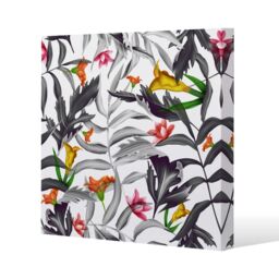 Benjamin Tate Design Monochrome Leaves (Canvas Print) / 101 x 101 x 4cm in Natural - Size: 101 x 101 x 4 cm - thumbnail 1