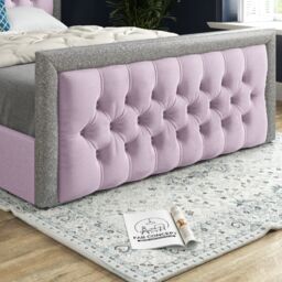 KDMD Venice Glitter Border Upholstered Soft Velvet Pink Bed Frame - Size: Small Single - thumbnail 3
