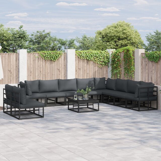 Berkfield Home Garden Sofa Set 10 pcs Black 353 x 283 x 71 cm Aluminium - image 1