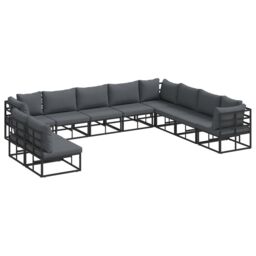 Berkfield Home Garden Sofa Set 10 pcs Black 353 x 283 x 71 cm Aluminium - thumbnail 2