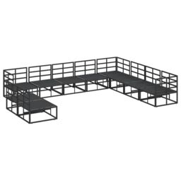 Berkfield Home Garden Sofa Set 10 pcs Black 353 x 283 x 71 cm Aluminium - thumbnail 5