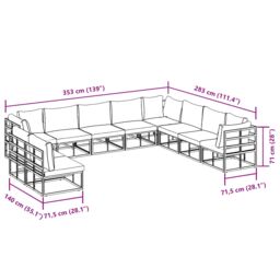 Berkfield Home Garden Sofa Set 10 pcs Black 353 x 283 x 71 cm Aluminium - thumbnail 9