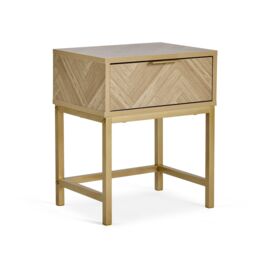 VonHaus Ducie 1 Drawer Herringbone Design Bedside Table Set of 2 in Brown - thumbnail 9
