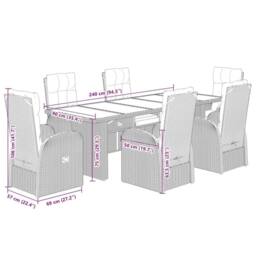 Berkfield Home 7 Piece Garden Dining Set with Cushions Black Poly Rattan - thumbnail 7