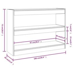 Berkfield Home Book Cabinet/Room Divider Grey Sonoma 100x30x72 cm - Size: 100 x 30 x 72 cm - thumbnail 7