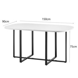 Comfy Living Ltd White 150cm Square Dining Table Set with 6 White Chairs - thumbnail 2