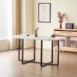 Comfy Living Ltd White 150cm Square Dining Table Set with 6 White Chairs - thumbnail 5