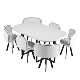 Comfy Living Ltd White 150cm Square Dining Table Set with 6 White Chairs - thumbnail 8