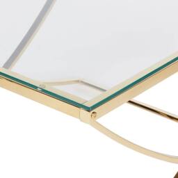 Wyld and Coco Glass Top Coffee Table Gold X Frame 70 x 70 cm - thumbnail 5