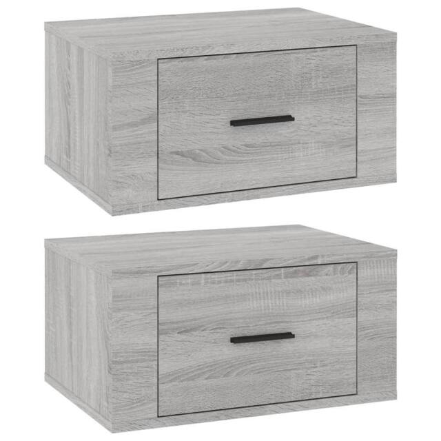 Berkfield Home Wall-mounted Bedside Cabinets 2 pcs Grey Sonoma 50x36x25 cm - Size: 50 x 36 x 25 cm - image 1