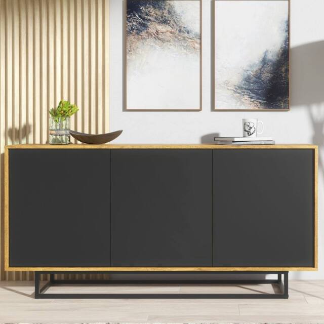 Creative Furniture Halo Loft Sideboard 160cm - Dark Oak & Black - image 1
