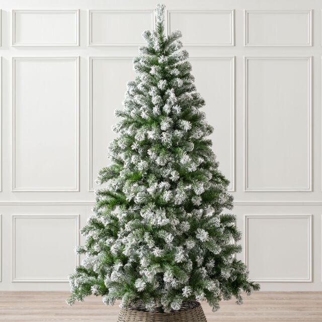 Christow Flocked Artificial Christmas Tree Chamonix Spruce 5ft 6ft 7ft 8ft in Green - image 1