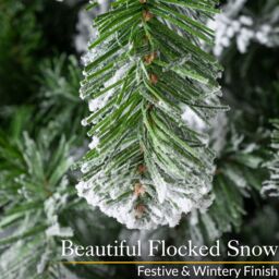 Christow Flocked Artificial Christmas Tree Chamonix Spruce 5ft 6ft 7ft 8ft in Green - thumbnail 3