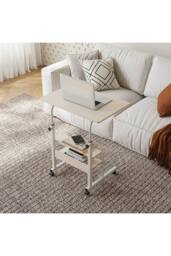 Living and Home Height Adjustable Mobile Overbed Table in White - thumbnail 3
