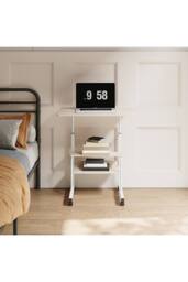 Living and Home Height Adjustable Mobile Overbed Table in White - thumbnail 4