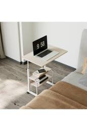 Living and Home Height Adjustable Mobile Overbed Table in White - thumbnail 2
