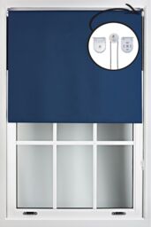 Furnished Navy Blue Blackout Roller Blinds with Metal Fittings - Trimmable Window Shade - Size: 140 cm width x 165 cm drop - thumbnail 1