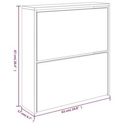 Berkfield Home Shoe Cabinet with Mirror 2-Layer Brown Oak 63x17x67 cm - Size: 63 x 17 x 67 cm - thumbnail 8