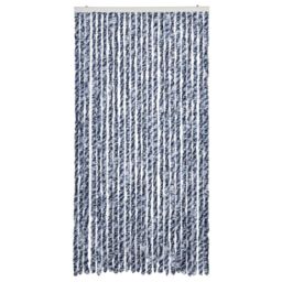 Berkfield Home Fly Curtain Blue & White 100x200 cm Chenille - thumbnail 3
