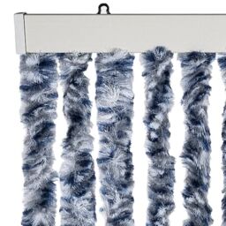 Berkfield Home Fly Curtain Blue & White 100x200 cm Chenille - thumbnail 4