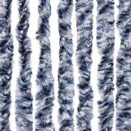 Berkfield Home Fly Curtain Blue & White 100x200 cm Chenille - thumbnail 5